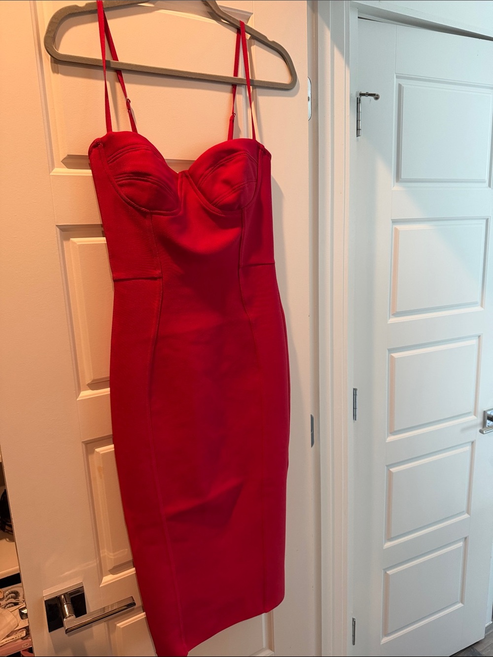 Fashion Nova Red Midi Bodycon Dress with Bustier